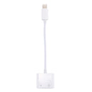2 in 1 8 Pin Male to 8 Pin Charging + 8 Pin Audio Female Earphone Adapter with Call Function, Support IOS 10.3.1 or Above(White)