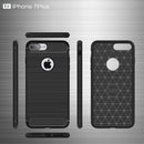 For iPhone 7 Plus Brushed Texture Fiber TPU Rugged Armor Protective Case(Black)