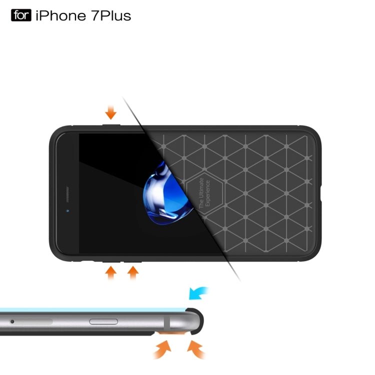 For iPhone 7 Plus Brushed Texture Fiber TPU Rugged Armor Protective Case(Dark Blue)