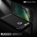 For iPhone 7 Plus Brushed Texture Fiber TPU Rugged Armor Protective Case(Dark Blue)