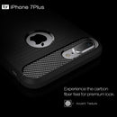 For iPhone 7 Plus Brushed Texture Fiber TPU Rugged Armor Protective Case(Red)