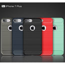 For iPhone 7 Plus Brushed Texture Fiber TPU Rugged Armor Protective Case(Dark Blue)
