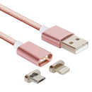 2 in 1 5V 2A Micro USB & 8 Pin to USB 2.0 Weave Style Magnetic Data Cable, Cable Length: 1.2m(Pink)