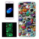 For iPhone 8 Plus & 7 Plus Noctilucent Rubbish Pattern IMD Workmanship Soft TPU Back Cover Case