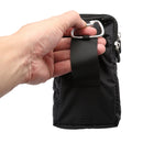 Universal Multi-function Plaid Texture Double Layer Zipper Sports Waist Bag / Shoulder Bag for iPhone X & 7 & 7 Plus / Galaxy S9+ / S8+ / Note 8 / Sony Xperia Z5 / Huawei Mate 8, Size: 16.5 x 9.0 x 3.0cm(Black)