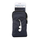 Universal Multi-function Plaid Texture Double Layer Zipper Sports Waist Bag / Shoulder Bag for iPhone X & 7 & 7 Plus / Galaxy S9+ / S8+ / Note 8 / Sony Xperia Z5 / Huawei Mate 8, Size: 16.5 x 9.0 x 3.0cm(Dark Blue)