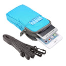 Universal Multi-function Plaid Texture Double Layer Zipper Sports Waist Bag / Shoulder Bag for iPhone X & 7 & 7 Plus / Galaxy S9+ / S8+ / Note 8 / Sony Xperia Z5 / Huawei Mate 8, Size: 16.5 x 9.0 x 3.0cm(Blue)