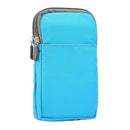 Universal Multi-function Plaid Texture Double Layer Zipper Sports Waist Bag / Shoulder Bag for iPhone X & 7 & 7 Plus / Galaxy S9+ / S8+ / Note 8 / Sony Xperia Z5 / Huawei Mate 8, Size: 16.5 x 9.0 x 3.0cm(Blue)