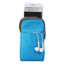 Universal Multi-function Plaid Texture Double Layer Zipper Sports Waist Bag / Shoulder Bag for iPhone X & 7 & 7 Plus / Galaxy S9+ / S8+ / Note 8 / Sony Xperia Z5 / Huawei Mate 8, Size: 16.5 x 9.0 x 3.0cm(Blue)