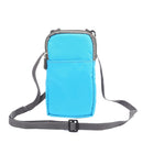 Universal Multi-function Plaid Texture Double Layer Zipper Sports Waist Bag / Shoulder Bag for iPhone X & 7 & 7 Plus / Galaxy S9+ / S8+ / Note 8 / Sony Xperia Z5 / Huawei Mate 8, Size: 16.5 x 9.0 x 3.0cm(Blue)