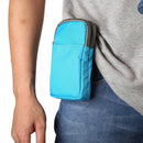 Universal Multi-function Plaid Texture Double Layer Zipper Sports Waist Bag / Shoulder Bag for iPhone X & 7 & 7 Plus / Galaxy S9+ / S8+ / Note 8 / Sony Xperia Z5 / Huawei Mate 8, Size: 16.5 x 9.0 x 3.0cm(Blue)