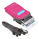 Universal Multi-function Plaid Texture Double Layer Zipper Sports Waist Bag / Shoulder Bag for iPhone X & 7 & 7 Plus / Galaxy S9+ / S8+ / Note 8 / Sony Xperia Z5 / Huawei Mate 8, Size: 16.5 x 9.0 x 3.0cm(Magenta)