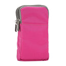 Universal Multi-function Plaid Texture Double Layer Zipper Sports Waist Bag / Shoulder Bag for iPhone X & 7 & 7 Plus / Galaxy S9+ / S8+ / Note 8 / Sony Xperia Z5 / Huawei Mate 8, Size: 16.5 x 9.0 x 3.0cm(Magenta)
