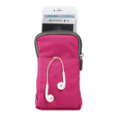 Universal Multi-function Plaid Texture Double Layer Zipper Sports Waist Bag / Shoulder Bag for iPhone X & 7 & 7 Plus / Galaxy S9+ / S8+ / Note 8 / Sony Xperia Z5 / Huawei Mate 8, Size: 16.5 x 9.0 x 3.0cm(Magenta)
