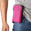 Universal Multi-function Plaid Texture Double Layer Zipper Sports Waist Bag / Shoulder Bag for iPhone X & 7 & 7 Plus / Galaxy S9+ / S8+ / Note 8 / Sony Xperia Z5 / Huawei Mate 8, Size: 16.5 x 9.0 x 3.0cm(Magenta)