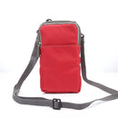 Universal Multi-function Plaid Texture Double Layer Zipper Sports Waist Bag / Shoulder Bag for iPhone X & 7 & 7 Plus / Galaxy S9+ / S8+ / Note 8 / Sony Xperia Z5 / Huawei Mate 8, Size: 16.5 x 9.0 x 3.0cm(Red)