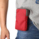 Universal Multi-function Plaid Texture Double Layer Zipper Sports Waist Bag / Shoulder Bag for iPhone X & 7 & 7 Plus / Galaxy S9+ / S8+ / Note 8 / Sony Xperia Z5 / Huawei Mate 8, Size: 16.5 x 9.0 x 3.0cm(Red)