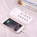 5V 2.4A / 2.1A / 1A 10-Port USB Charger Adapter, EU Plug(White)