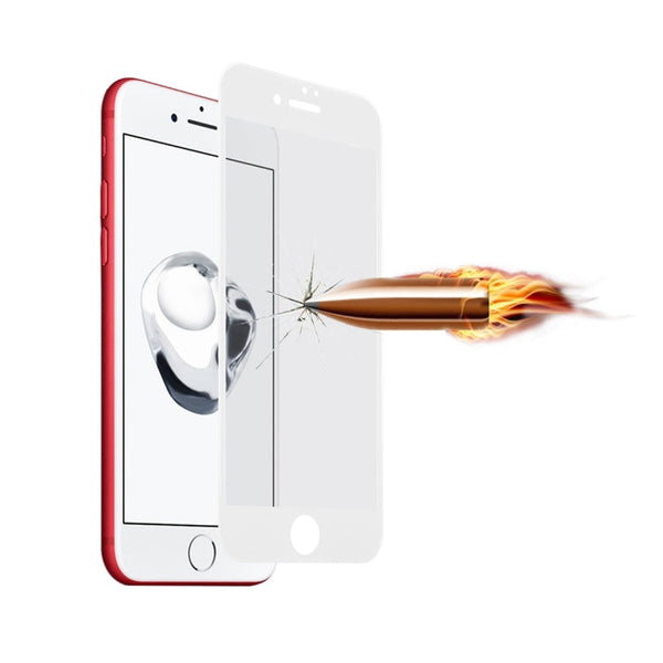 For iPhone 7 Plus 0.3mm 9H Surface Hardness 5D Curved Silk-screen Tempered Glass Screen Protector Film(White)