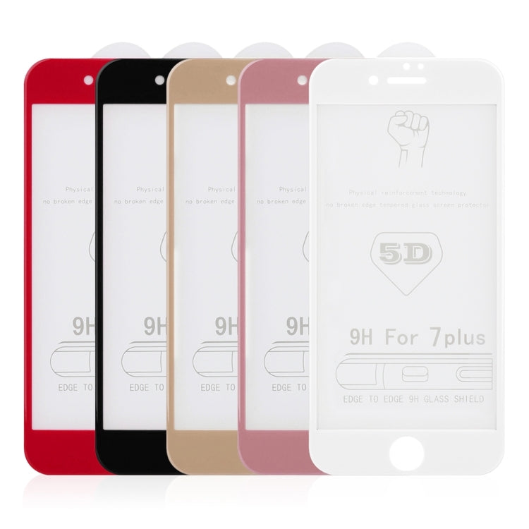 For iPhone 7 Plus 0.3mm 9H Surface Hardness 5D Curved Silk-screen Tempered Glass Screen Protector Film(White)