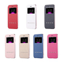 For iPhone 8 Plus & 7 Plus Horizontal Flip Leather Case with Call Display ID & Holder(Red)