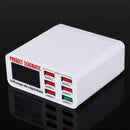 896 40W QC 3.0 6 USB Ports Fast Charger with LCD Digital Display, EU Plug(White)