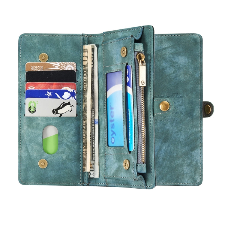 CaseMe for iPhone 8 Plus & 7 Plus Multifunctional Leather Billfold with Detachable Magnetic PC Back Protective Case & Holder & 11 Card Slots & 3 Cash Slots & 1 Zipper Wallet & 2 Photo Frames & 3 Magnetic Clasps(Blue)