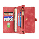 CaseMe for iPhone 8 Plus & 7 Plus Multifunctional Leather Billfold with Detachable Magnetic PC Back Protective Case & Holder & 11 Card Slots & 3 Cash Slots & 1 Zipper Wallet & 2 Photo Frames & 3 Magnetic Clasps(Red)