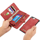 CaseMe for iPhone 8 Plus & 7 Plus Multifunctional Leather Billfold with Detachable Magnetic PC Back Protective Case & Holder & 11 Card Slots & 3 Cash Slots & 1 Zipper Wallet & 2 Photo Frames & 3 Magnetic Clasps(Red)