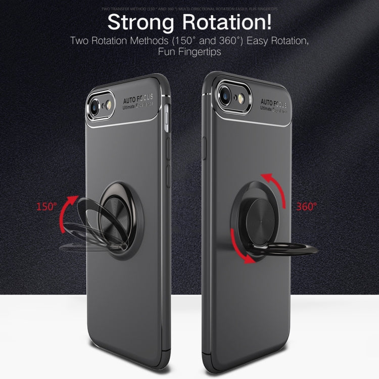 Metal Ring Holder 360 Degree Rotating TPU Case For iPhone SE 2020 & 8 & 7 (Black+Blue)
