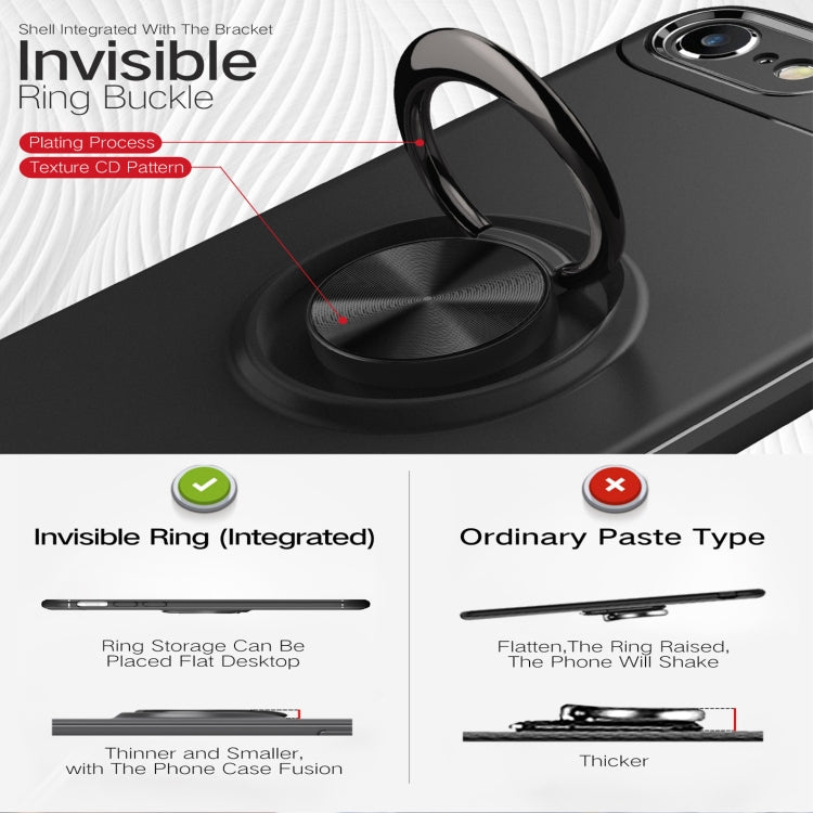 Metal Ring Holder 360 Degree Rotating TPU Case For iPhone SE 2020 & 8 & 7 (Black+Blue)