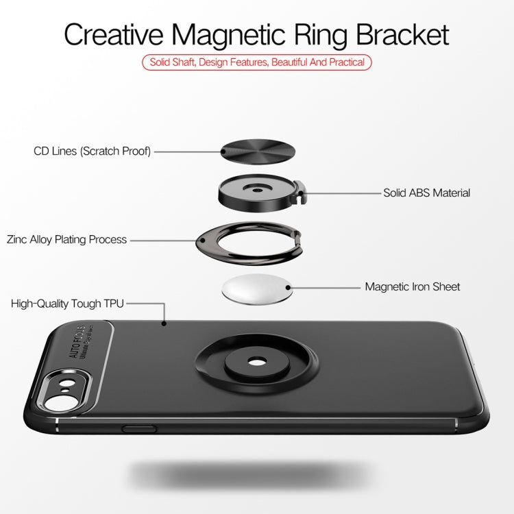 Metal Ring Holder 360 Degree Rotating TPU Case For iPhone SE 2020 & 8 & 7 (Black+Blue)