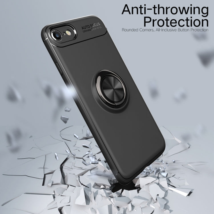 Metal Ring Holder 360 Degree Rotating TPU Case For iPhone SE 2020 & 8 & 7 (Black+Blue)