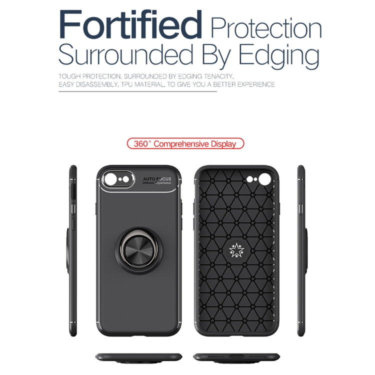 Metal Ring Holder 360 Degree Rotating TPU Case For iPhone SE 2020 & 8 & 7 (Black+Blue)