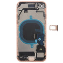 Battery Back Cover Assembly with Side Keys & Vibrator & Loud Speaker & Power Button + Volume Button Flex Cable & Card Tray for iPhone 8(Rose Gold)