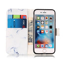 For iPhone SE 2020 & 8 & 7 White Marble Pattern Horizontal Flip Leather Case with Holder & Card Slots & Wallet
