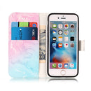 For iPhone SE 2020 & 8 & 7 Pink Green Marble Pattern Horizontal Flip Leather Case with Holder & Card Slots & Wallet