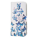 For iPhone SE 2020 & 8 & 7 Small Blue Butterflies Pattern Horizontal Flip Leather Case with Holder & Card Slots & Wallet