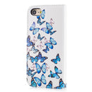 For iPhone SE 2020 & 8 & 7 Small Blue Butterflies Pattern Horizontal Flip Leather Case with Holder & Card Slots & Wallet