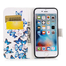 For iPhone SE 2020 & 8 & 7 Small Blue Butterflies Pattern Horizontal Flip Leather Case with Holder & Card Slots & Wallet