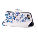 For iPhone SE 2020 & 8 & 7 Small Blue Butterflies Pattern Horizontal Flip Leather Case with Holder & Card Slots & Wallet