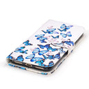 For iPhone SE 2020 & 8 & 7 Small Blue Butterflies Pattern Horizontal Flip Leather Case with Holder & Card Slots & Wallet