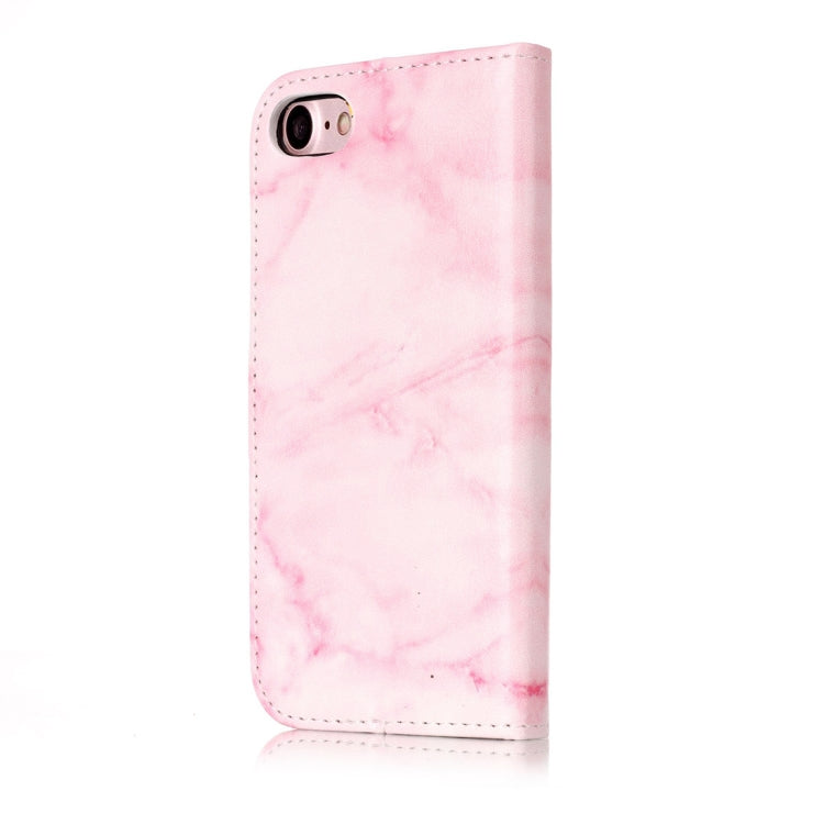 For iPhone SE 2020 & 8 & 7 Pink Marble Pattern Horizontal Flip Leather Case with Holder & Card Slots & Wallet