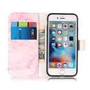 For iPhone SE 2020 & 8 & 7 Pink Marble Pattern Horizontal Flip Leather Case with Holder & Card Slots & Wallet