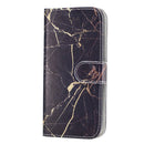 For iPhone SE 2020 & 8 & 7 Black Gold Marble Pattern Horizontal Flip Leather Case with Holder & Card Slots & Wallet
