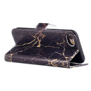 For iPhone SE 2020 & 8 & 7 Black Gold Marble Pattern Horizontal Flip Leather Case with Holder & Card Slots & Wallet