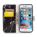 For iPhone SE 2020 & 8 & 7 Black Gold Marble Pattern Horizontal Flip Leather Case with Holder & Card Slots & Wallet