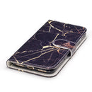 For iPhone SE 2020 & 8 & 7 Black Gold Marble Pattern Horizontal Flip Leather Case with Holder & Card Slots & Wallet