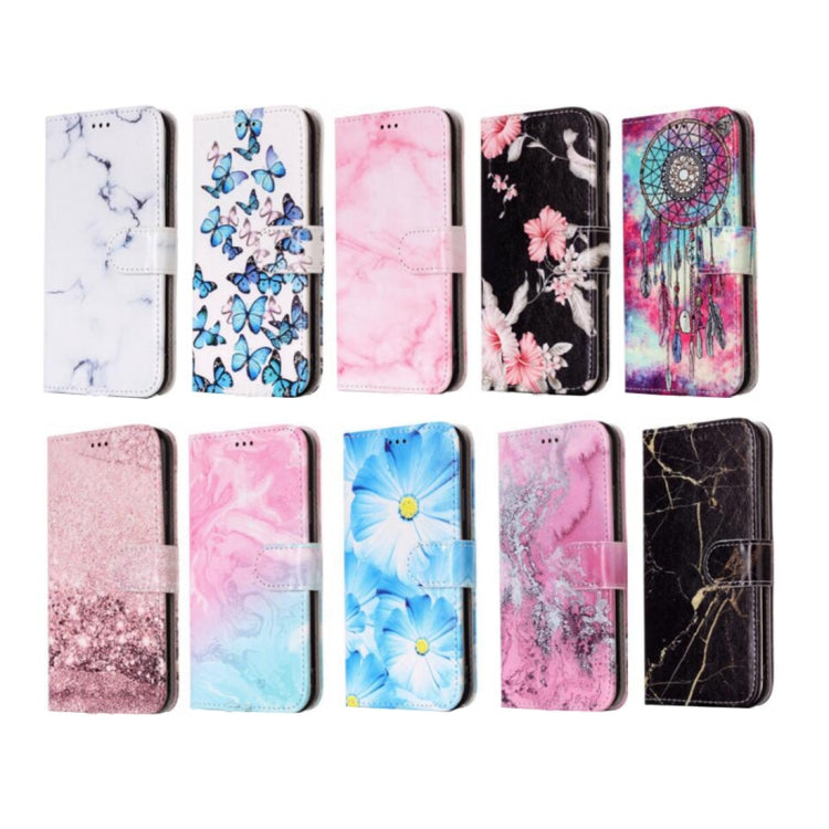 For iPhone SE 2020 & 8 & 7 Pink Marble Pattern Horizontal Flip Leather Case with Holder & Card Slots & Wallet