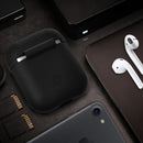 Portable Wireless Bluetooth Earphone Silicone Protective Box Anti-lost Dropproof Storage Bag for Apple AirPods 1/2(Earphone is not Included)(Black)